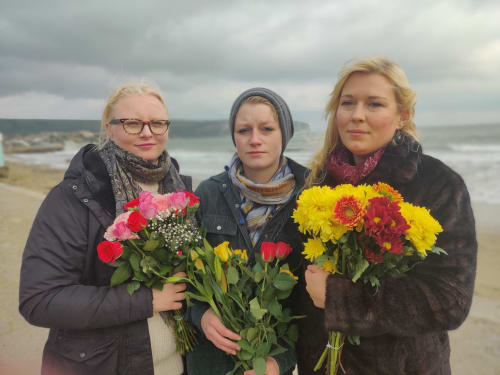 Gaia's family: Clara, Maya and Marienna Pope-Weidemann on the second anniversary of Gaia's death